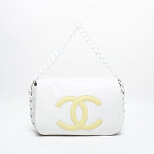 CHANEL Coco Mark Flap Chain Shoulder Bag White WS23043